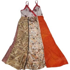 Patchwork Maxi Slip Dress Sz S/M Silly Yeti Cotton Boho Fairy Festival